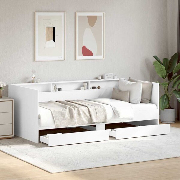 VidaXL Válenda se zásuvkami bez matrace 100 x 200 cm [3280844] Barva: Bílá