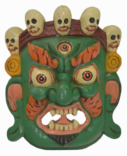 Dřevěná maska, "Bhairab", ručně vyřezávaná, 28x13x30cm (4B)