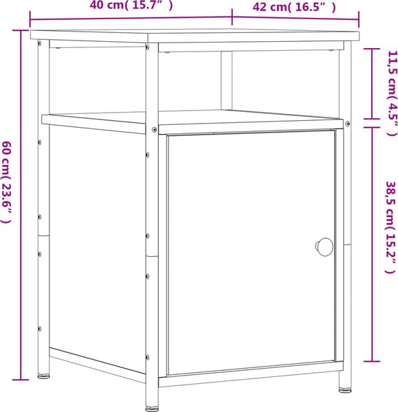 VidaXL Noční stolek 40 x 42 x 60 cm kompozitní dřevo [826037] Barva: dub artisan