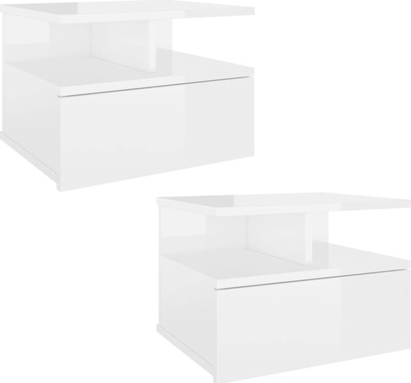 VidaXL Plovoucí noční stolky 2 ks 40 x 31 x 27 cm kompozit [800414] Barva: Bílá