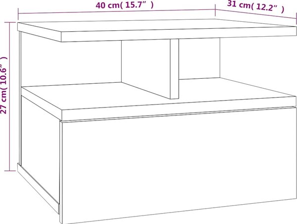 VidaXL Plovoucí noční stolky 2 ks 40 x 31 x 27 cm kompozit [800414] Barva: Bílá