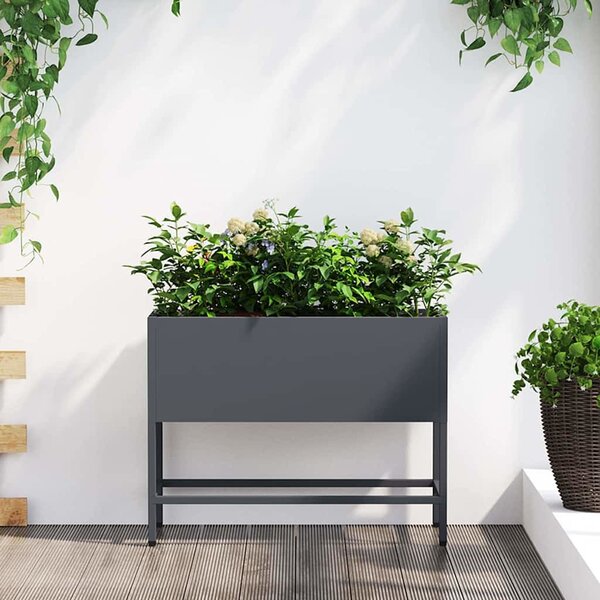 VidaXL Vyvýšený zahradní květináč 60 x 26 x 45 cm Ocel [865889] Barva: Bílá