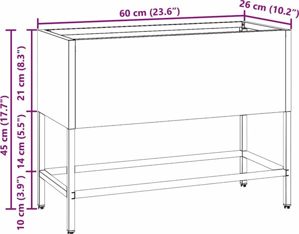 VidaXL Vyvýšený zahradní květináč 60 x 26 x 45 cm Ocel [865889] Barva: Bílá