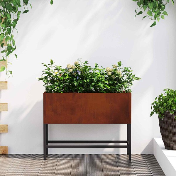 VidaXL Vyvýšený zahradní květináč 60 x 26 x 45 cm Ocel [865889] Barva: Bílá