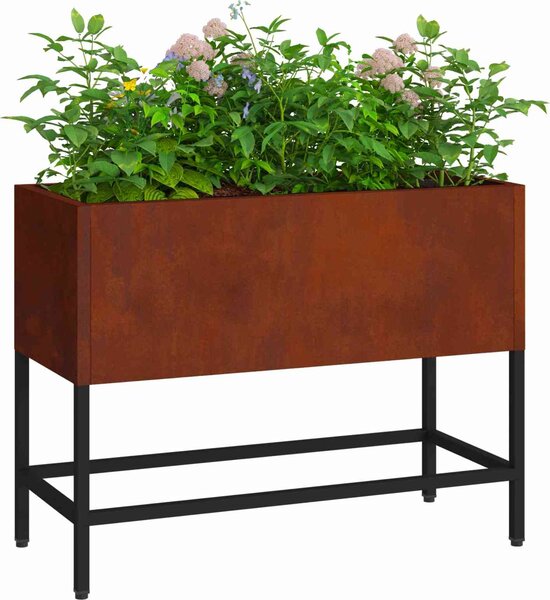 VidaXL Vyvýšený zahradní květináč 60 x 26 x 45 cm Ocel [865889] Barva: Bílá
