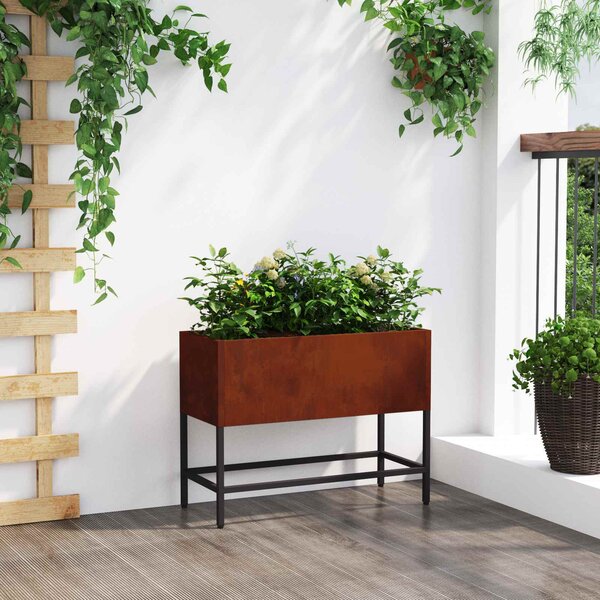 VidaXL Vyvýšený zahradní květináč 60 x 26 x 45 cm Ocel [865889] Barva: Bílá