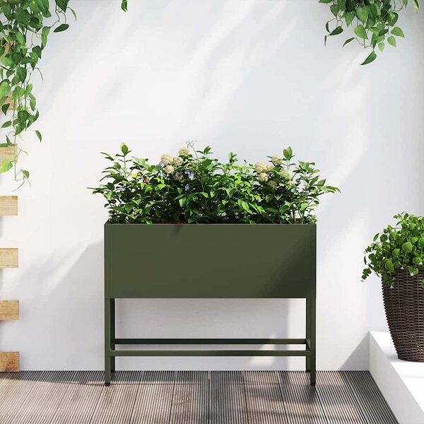 VidaXL Vyvýšený zahradní květináč 60 x 26 x 45 cm Ocel [865889] Barva: Bílá