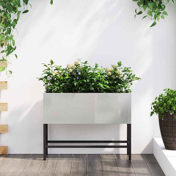 VidaXL Vyvýšený zahradní květináč 60 x 26 x 45 cm Ocel [865889] Barva: Bílá