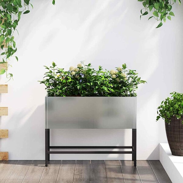 VidaXL Vyvýšený zahradní květináč 60 x 26 x 45 cm Ocel [865889] Barva: Bílá