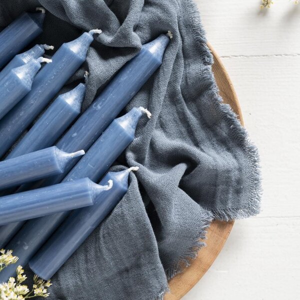 Vysoká svíčka Dusty Blue Rustic 18 cm