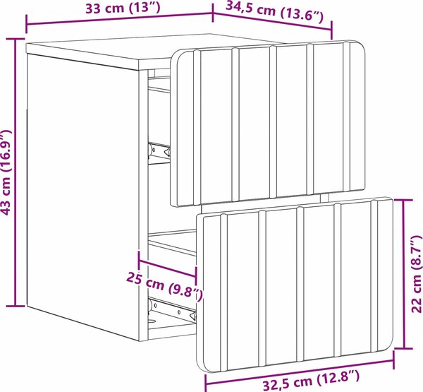 VidaXL Nástěnný noční stolek 2 ks 33 x 34,5 x 43 cm [898314] Barva: Bílá