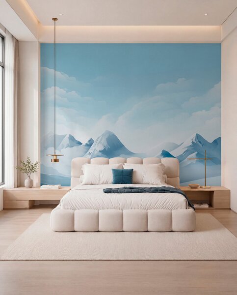 Fototapety Minimalistické modré mraky a hory, ledové počasí, Fototapety příroda, w08811 : uwalls.cz