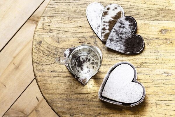 Sada 4ks kožených podtácků ve tvaru srdce Heart grey - 13*13*3 cm - Mars & More
