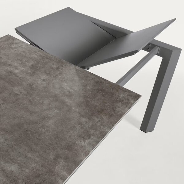 Šedý keramický rozkládací jídelní stůl Kave Home Axis VI. 120/180 x 80 cm
