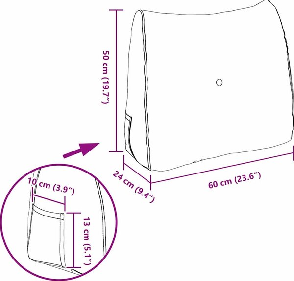 VidaXL Polštář na záda 60 x 24 x 50 cm samet [42014404] Barva: Tmavě šedá
