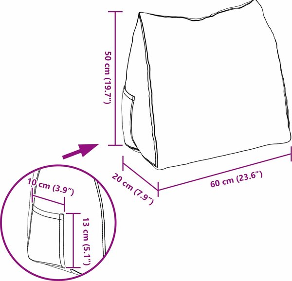 VidaXL Polštář na záda 60 x 20 x 50 cm textil [42015046] Barva: Černá