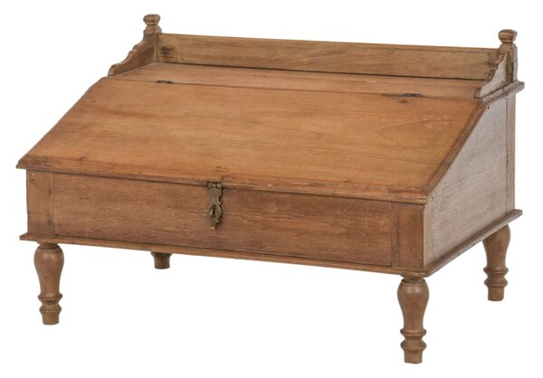 Starý kupecký stolek z teakového dřeva, 64x43x40cm