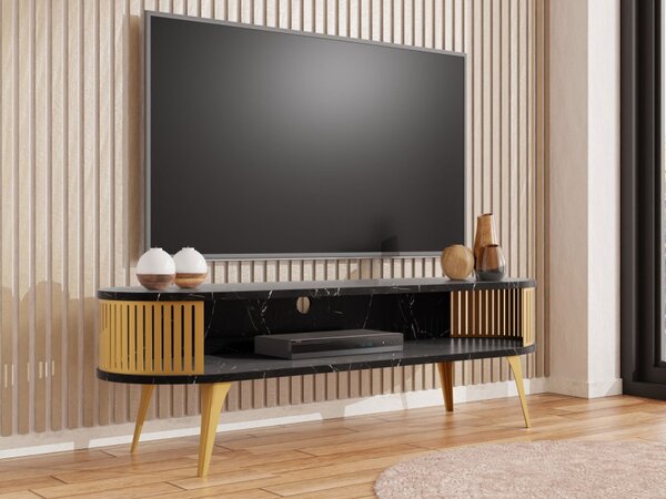 TV stolek Mozimo Gold, Barva: zlatá / černá pietra grigia 5903211392344