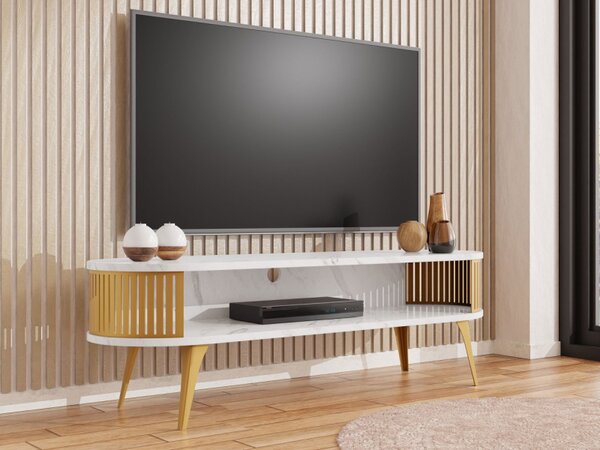 TV stolek Mozimo Gold, Barva: zlatá / černá pietra grigia 5903211392344