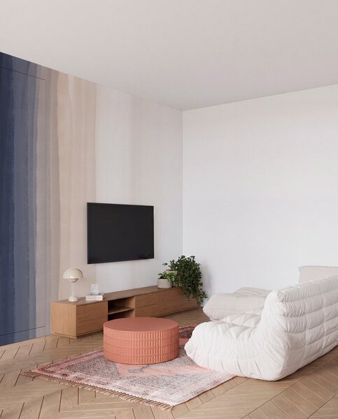 Fototapety Abstraktní minimalistický gradientní potisk se svislými pruhy v tmavě modré, světle, Fototapety abstraktní, w08915v1 : uwalls.cz