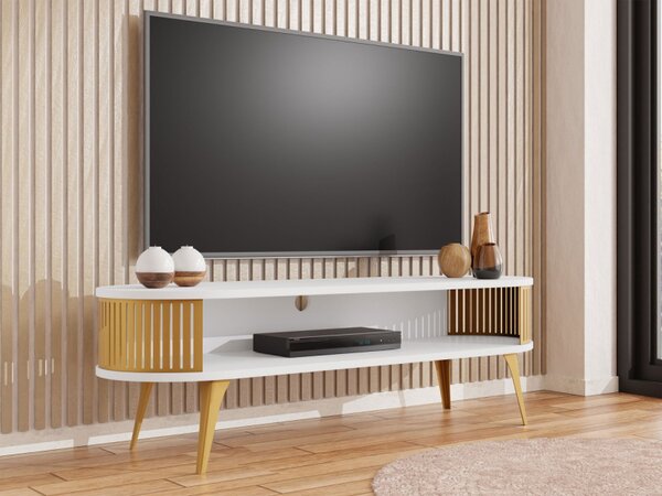 TV stolek Mozimo Gold, Barva: zlatá / černá pietra grigia 5903211392344