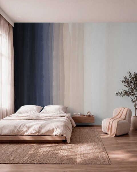 Fototapety Abstraktní minimalistický gradientní potisk se svislými pruhy v tmavě modré, světle, Fototapety abstraktní, w08915v1 : uwalls.cz