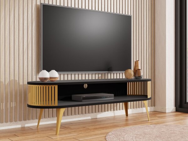 TV stolek Mozimo Gold, Barva: zlatá / černá pietra grigia 5903211392344