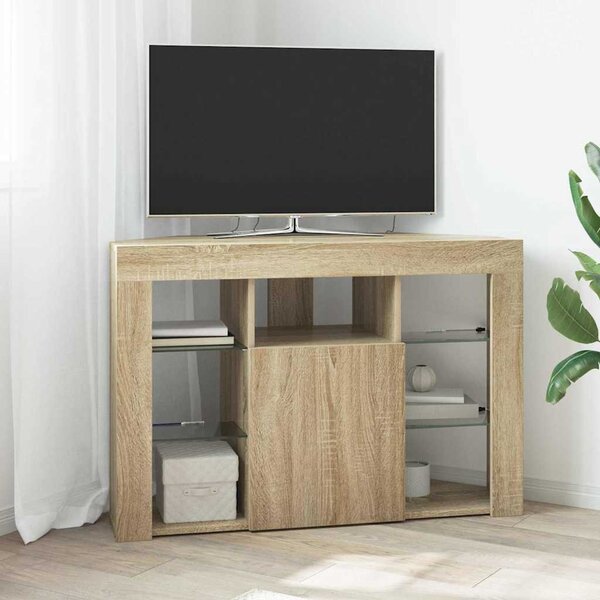 VidaXL Rohový LED TV stojan 100x40x68cm Kompozitní dřevo [889794] Barva: Bílá