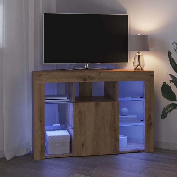 VidaXL Rohový LED TV stojan 100x40x68cm Kompozitní dřevo [889794] Barva: Bílá