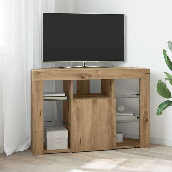 VidaXL Rohový LED TV stojan 100x40x68cm Kompozitní dřevo [889794] Barva: Bílá