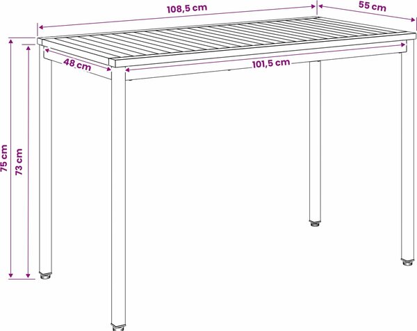 VidaXL Zahradní jídelní stůl 108,5 x 55 x 75 cm [901314] Barva: Přírodní a černá