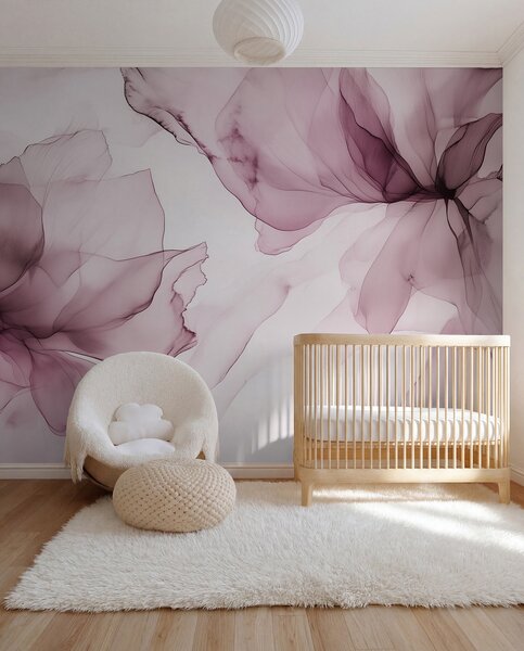 Fototapety Fluidní styl květiny, květinová abstrakce, akvarel, růžová paleta barev , Fototapety akvarel, w03406v1 : uwalls.cz