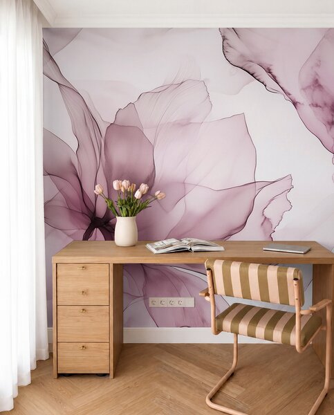 Fototapety Fluidní styl květiny, květinová abstrakce, akvarel, růžová paleta barev , Fototapety akvarel, w03406v1 : uwalls.cz