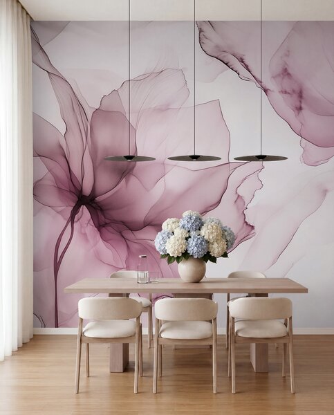Fototapety Fluidní styl květiny, květinová abstrakce, akvarel, růžová paleta barev , Fototapety akvarel, w03406v1 : uwalls.cz