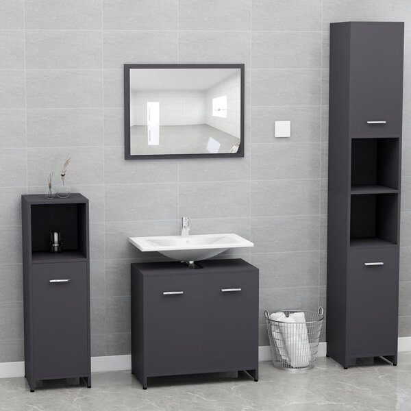 Set koupelnového nábytku šedý kompozitní dřevo