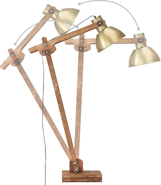 VidaXL Stojací lampa ná masivní mangovníkové dřevo E27 [320580] Barva: Stříbrná