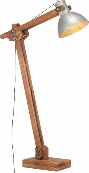 VidaXL Stojací lampa ná masivní mangovníkové dřevo E27 [320580] Barva: Stříbrná
