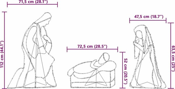 VidaXL Osvícená jasličková scéna Vícebarevný 112 x 71,5 cm PVC [42018951]