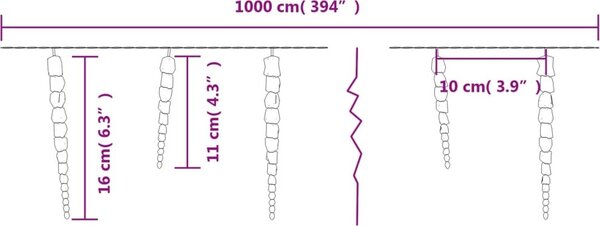 VidaXL Vánoční rampouchové světlo 100 LED 10 m akryl PVC [356227] Barva: Teplá bílá
