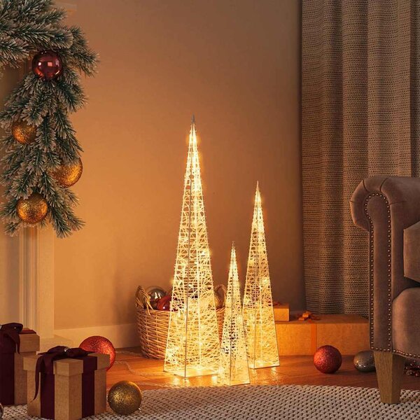 VidaXL Sada akrylových světelných LED kuželů 30/45/60 cm [328969] Barva: Modrá
