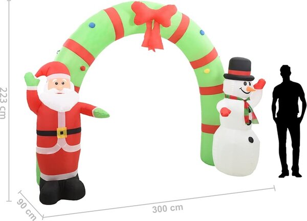 VidaXL Vánoční nafukovací Santa a sněhulák brána LED 300 x 90 x 223 cm [289303]