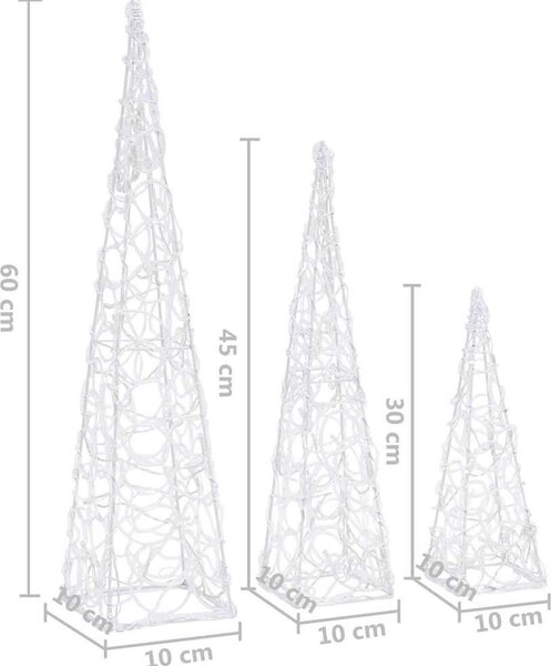 VidaXL Sada akrylových světelných LED kuželů 30/45/60 cm [328969] Barva: Modrá