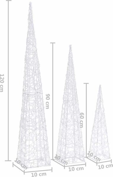 VidaXL Sada akrylových světelných LED kuželů 60/90/120 cm [328971] Barva: Modrá