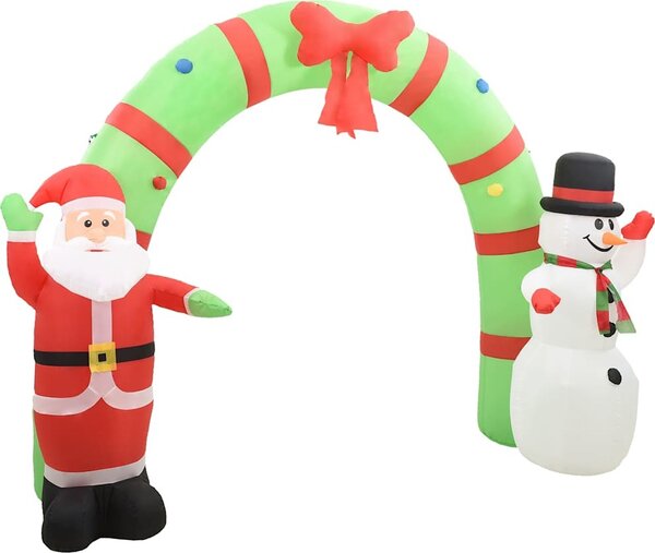 VidaXL Vánoční nafukovací Santa a sněhulák brána LED 300 x 90 x 223 cm [289303]