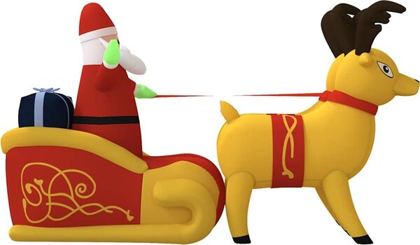 VidaXL Vánoční nafukovací Santa a sobi s LED diodami 130 cm [345330]