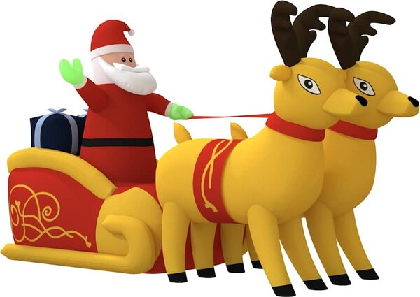 VidaXL Vánoční nafukovací Santa a sobi s LED diodami 130 cm [345330]