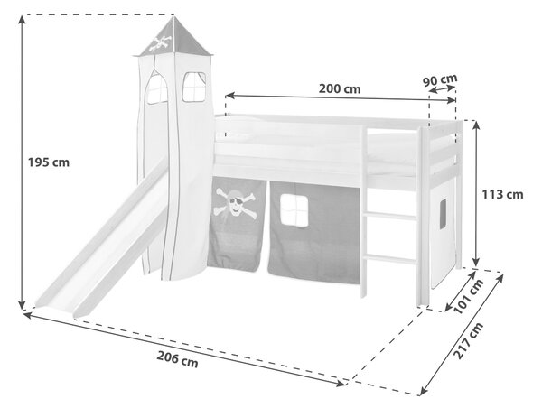 POSTEL S PROSTOREM NA HRANÍ 90/200 cm, MID.YOU - Dětské pokoje sestavy, Online Only