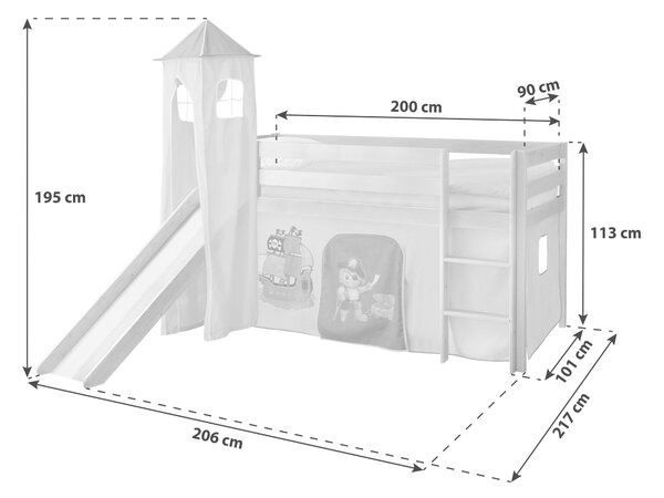 POSTEL S PROSTOREM NA HRANÍ 90/200 cm, MID.YOU - Dětské pokoje sestavy, Online Only