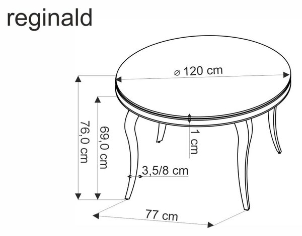 Halmar Kulatý jídelní stůl REGINALD 2 120 černý/zlatý
