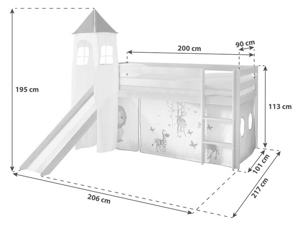 POSTEL S PROSTOREM NA HRANÍ 90/200 cm, MID.YOU - Dětské pokoje sestavy, Online Only